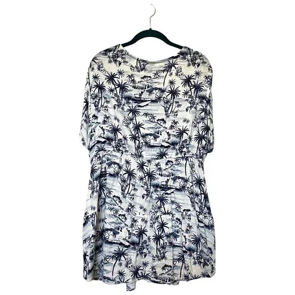 Torrid Women's Tropical Skeleton Print Tunic Top 2X Rayon/Spandex Blue/White - Picture 2 of 9